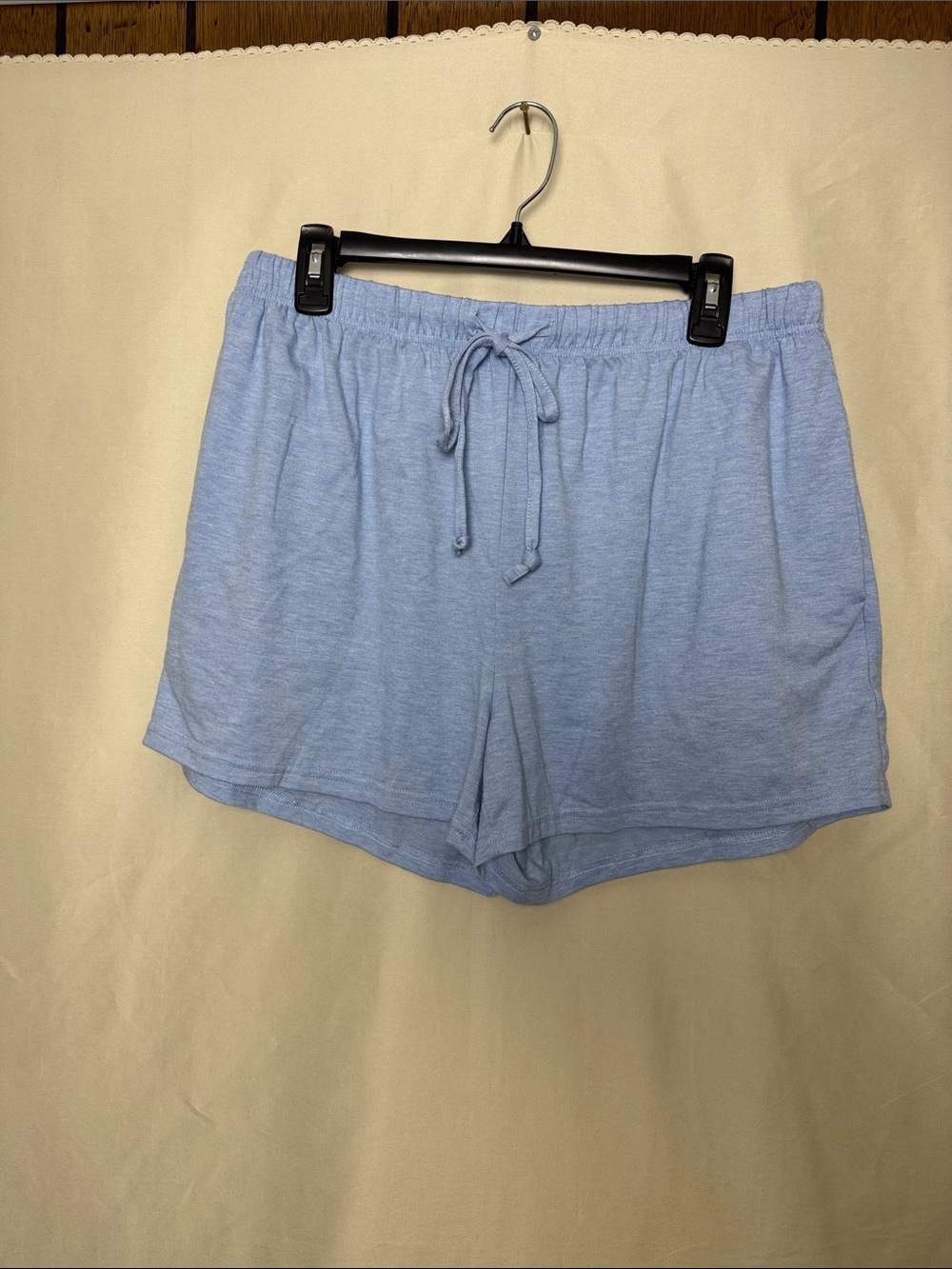 Women's Light Blue V-Neck Lounge Set with Tee and Drawstring Shorts - Picture 6 of 8
